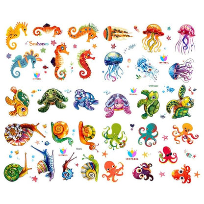 101+ Ocean Temporary Tattoos – Printable, Waterproof Fake Tattoos for Kids, Girls, Boys, Teens & Adults – Ideal for Birthday Parties, Decorations (A)