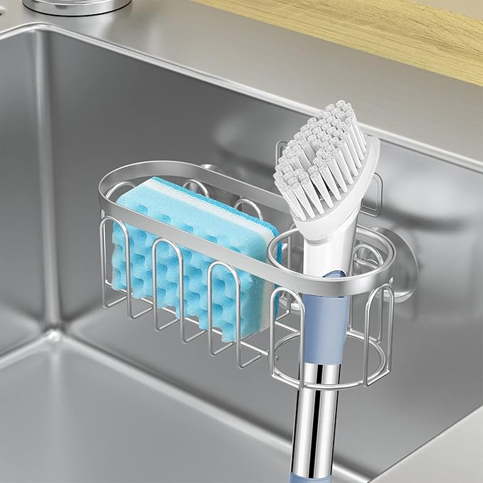2-in-1 Sponge Holder for Kitchen Sink, Sink Caddy Kitchen Sink Organizer
