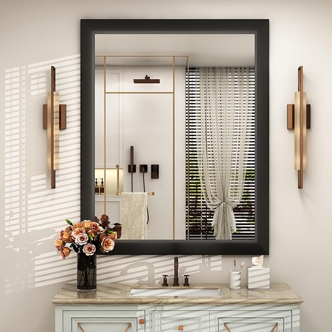 SMIROR Matte Black Bathroom Mirror