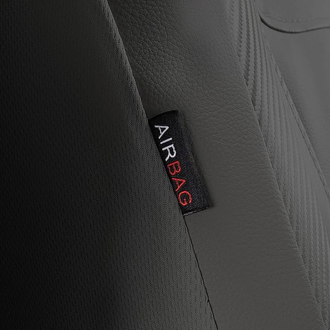 Flying Banner car seat Covers Protects Water Proof Faux Leather Carbon Fiber Fronts Gray Gray