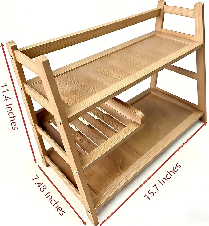 3 Tier Bamboo Matcha Station, coffee station organizer Shelf