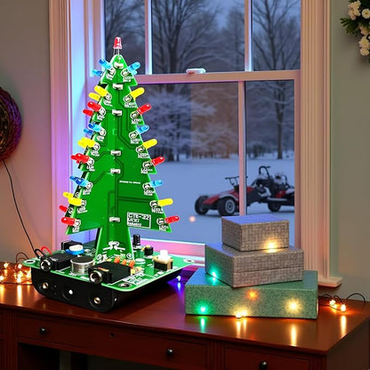 Gikfun Audio Controlled 3D LED Flashing Christmas Tree DIY Kits Soldering Practice EK1685
