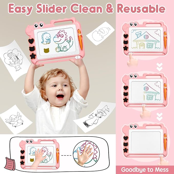 AiTuiTui Magnetic Drawing Board Toddler Toys with Legs for Girls Boys, Color Sketch Writing Scribble Doodle Pad Travel Games, Educational Learning Kids Toys for Toddlers Birthday (Pink)
