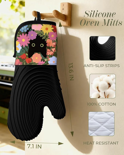 Slohif Long Silicone Oven Mitts Heat Resistant
