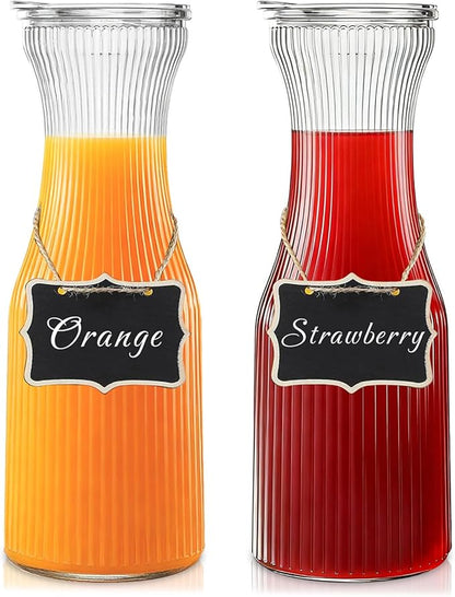 INSETLAN 1 Liter Ribbed Glass Carafe