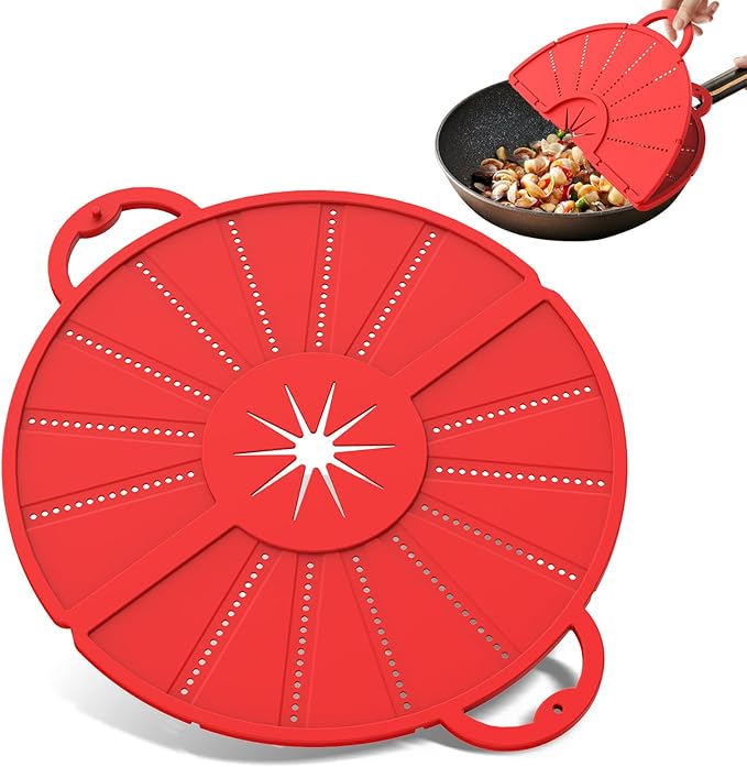 Silicone Splatter Screen for Frying Pan, Foldable Splash Guard, Heat-Resistant