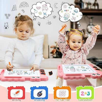 AiTuiTui Magnetic Drawing Board Toddler Toys with Legs for Girls Boys, Color Sketch Writing Scribble Doodle Pad Travel Games, Educational Learning Kids Toys for Toddlers Birthday (Pink)