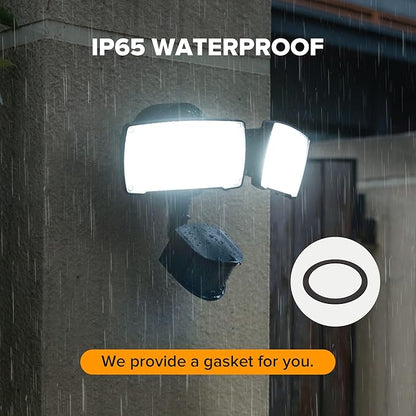 LUTEC 38W 3500 Lumen LED Motion Activated Integrated Dual-Head Floodlight