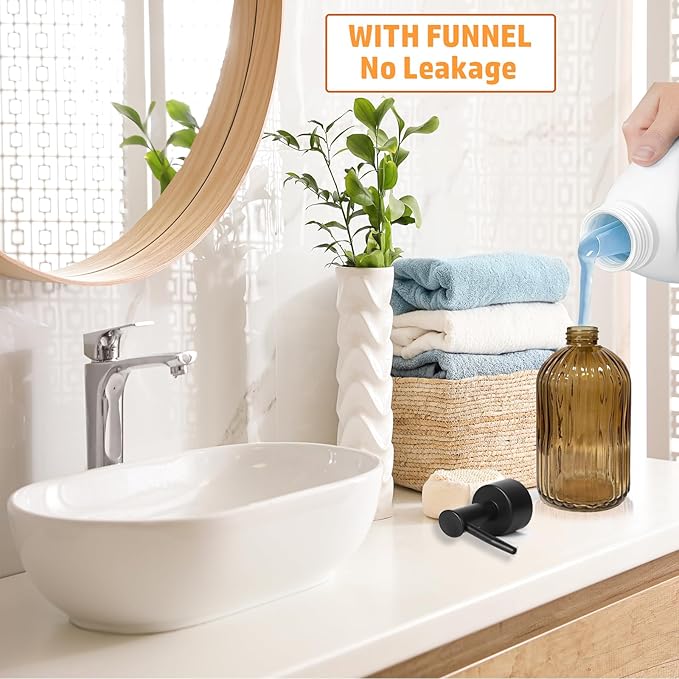 14Oz Black Pump Glass Soap Dispenser,