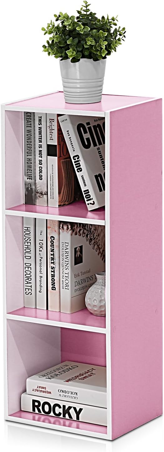 Furinno LUDER Book Shelf, 3-Cube Bookshelf, Bookcase