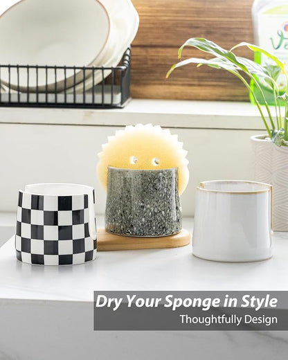 Zoeeker Kitchen Sponge Holder, Ceramic Dish Sponge Holder Scrubby Daddy