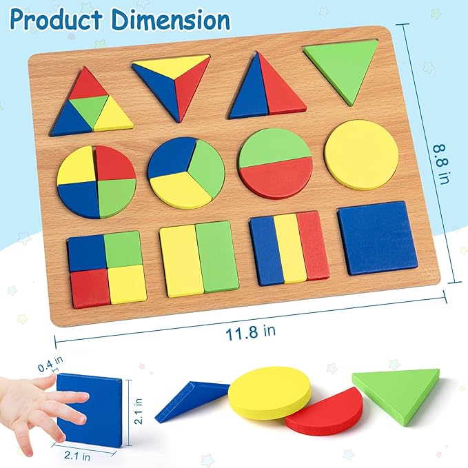 Alphabet Puzzle Wooden Puzzles for Toddlers 3 4 5 Year Old, ABC Shape Learning Toddler Toys with Puzzle Board & Letter Blocks, Preschool Educational for Girls Boys, Puzzle Geometric