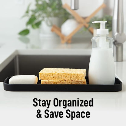 Zulay Kitchen Large Silicone Sponge Holder – Flexible Sink Organizer Tray