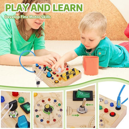 Montessori Busy Board,Montessori Toys for 1-3 Years Old,Baby Sensory Board,Preschool Learning Activities,Wooden Toys for Toddler,Christmas & Birthday Gift for Boys & Girls