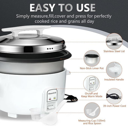 Commercial Rice Cooker, 90-Cup Rice Cooker, 16Qt / 18 L Large Rice Cooker