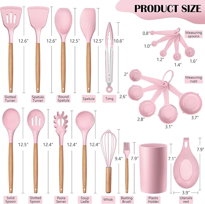 HaWare Kitchen Cooking Utensils Set, 23-Piece Silicone Kitchen Utensils Spatula