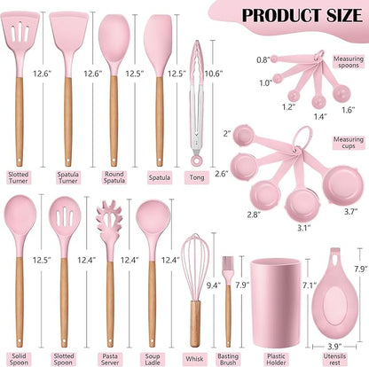 HaWare Kitchen Cooking Utensils Set, 23-Piece Silicone Kitchen Utensils Spatula