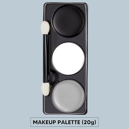 Spooktacular Creations Halloween Makeup Palette 3 Colors Skeleton Face Body Paint with Double-headed Brush for Adult Cosplay SFX Makeup Cosplay Dress Up (7 Oz, Black White Gray )