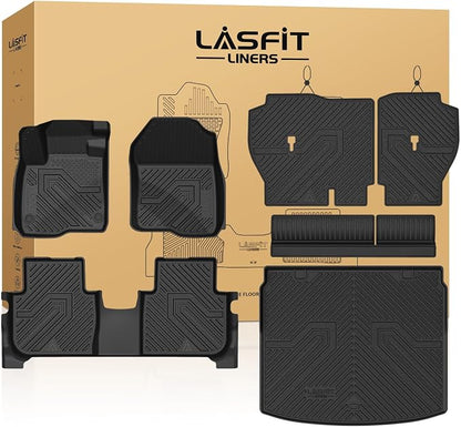 LASFIT Full Set Floor Mats for Honda CR-V 2026 2025 2024 2023 (Gasoline & Hybrid & e:FCEV), All Weather TPE Custom Fit Floor Liners 1st & 2nd Row & Seat Back Mat & Cargo Mat (Upper Position)
