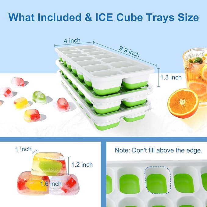 Ice Cube Tray, Ice Cube Trays for Freezer 3 Pack