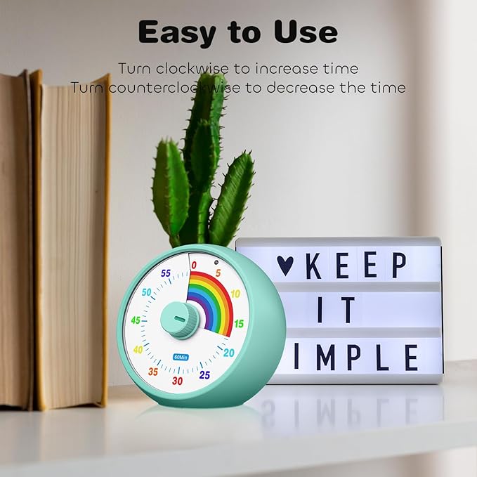 Visual Timer for Kids, 60-Minute Countdown Timer for Classroom Office Kitchen