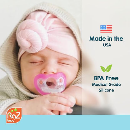 RaZbaby JollyPop Pacifier, Holder w/Detachable Baby Pacifier, Stuffed Animal RaZbuddy, All Ages 0M+, 100% Medical Grade USA Made Silicone, Machine Washable, Textured & Easy to Hold – Dragon