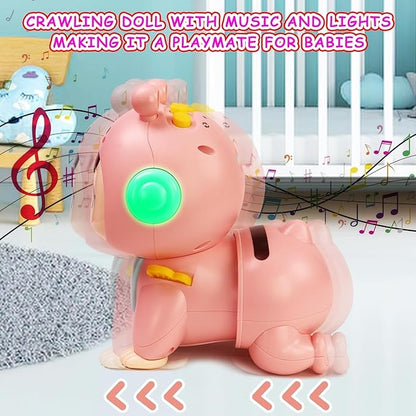 Crawling Baby Toys, Fun Tummy Time Toys for Toddler with Music and Light, Interactive Walking Moving Sensory Toys for Infant Baby Girls Boys, Age 12 to 18 Months