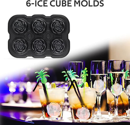 Ice Cube Tray, Mikiwon 2 inch Rose Ice Cube Trays
