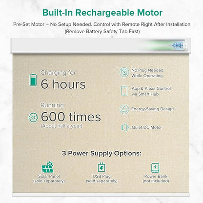 Kilonity Motorized Roller Shades, Light Filtering Remote Control Custom Window