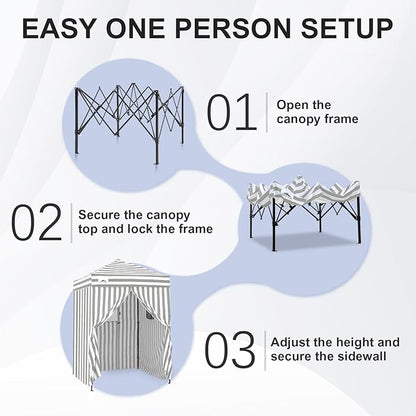 EAGLE PEAK Flex Ultra Compact 5x5 Pop-up Canopy, Sun Shelter, Changing Room, Portable Privacy Tent for Pool, Fashion Photoshoots, or Camping, Gray/White