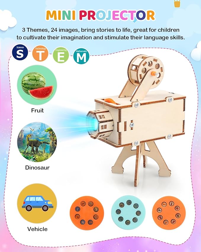 Poraxy STEM Science Kits for Kids Ages 8-10-12, 5 Set 3D Wooden Puzzles, Toys for Ages 8-13, DIY Educational Science Building Kits Crafts, Birthday Gifts for Boys and Girls 8 9 10 11 12 13 Year Old