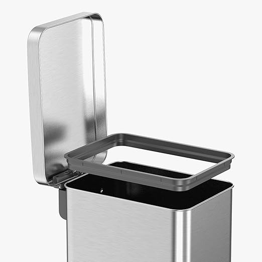 QUALIAZERO 50L / 13 Gallon Stainless Steel Step-On Kitchen Trash Can Soft-Close