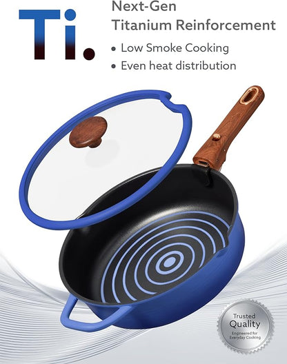 CAROTE 20Pcs Titanium Cookware Set, Pots and Pans Set Non Stick, Kitchen