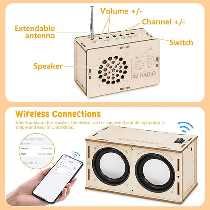 Stem Projects Toys for Boys age 8-12 12-14 Science Kit Building Own Bluetooth Speaker & FM Radio DIY Electronics Kit Science Experiments Kid 9-12 Boy Toys Birthday Gift 8 9 10 11 13 Year Old Teen Girl