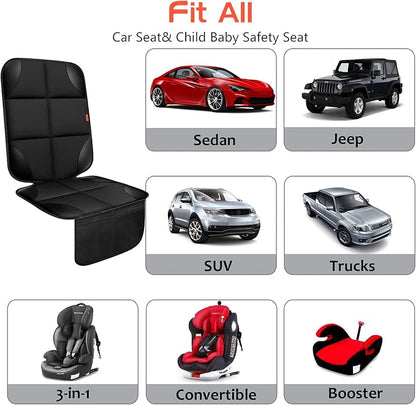XHYANG Car Seat Protector 1 Pack Car Seat Cushion Mat Thickest Padding,Waterproof 600D Fabric Car Seat Covers for Non-Slip Backing Mesh Pockets for Baby and Pet (Brown, 1 Pc)