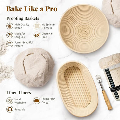 Sourdough Starter Kit, Banneton Bread Proofing Baskets Set, Sourdough Bread