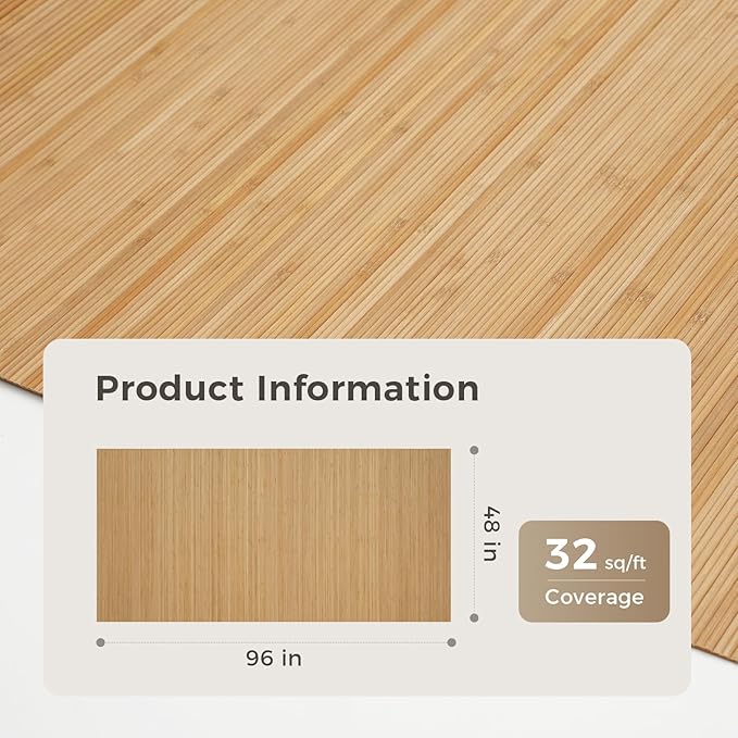 OUZUGIE 1 Pack 96x48 Inch Natural Bamboo Wall Panel – Twinned Carbides Pole