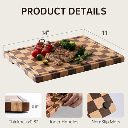 Checkerboard Cutting Boards for Kitchen, Acacia Wooden Cutting Board, End Grain