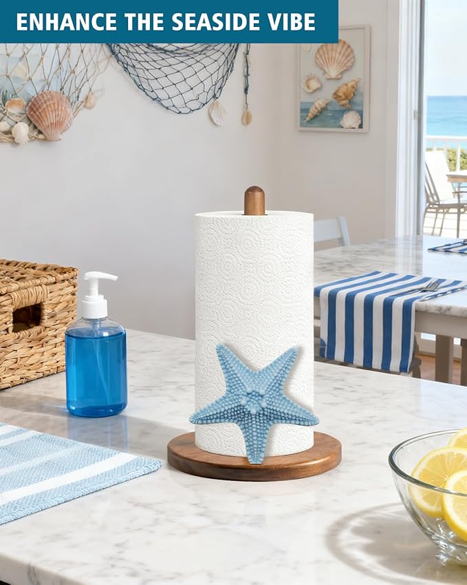 Starfish Paper Towel Holder, Coastal Beach Ocean Decor