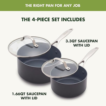 GreenPan Valencia Pro Ceramic Nonstick 1.66QT & 3.3QT Saucepan Pots
