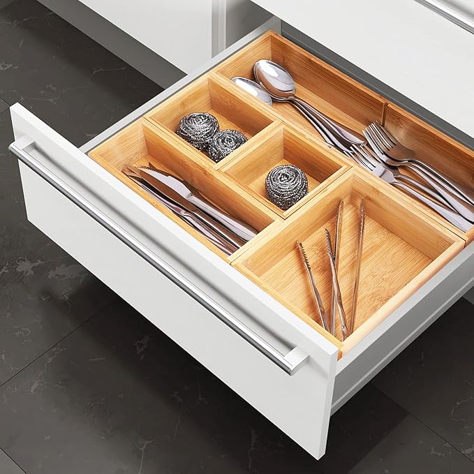 Fabsome Bathroom Drawer Organizer, Bamboo Box Bin