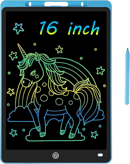 16 Inch LCD Writing Tablet - Colorful Electronic Drawing Pad & Doodle Board for Kids Ages 3-8, Erasable Educational Toy,Birthday and Christmas Gift for Girls and Boys (Blue)