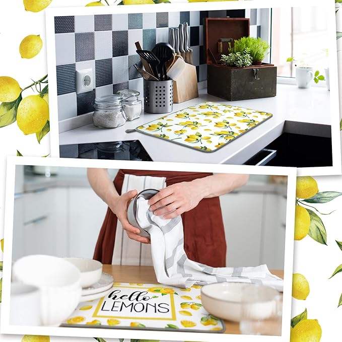 Zonon Dish Drying Mat for Kitchen Counter 16 x 24 Microfiber Absorbent Dish