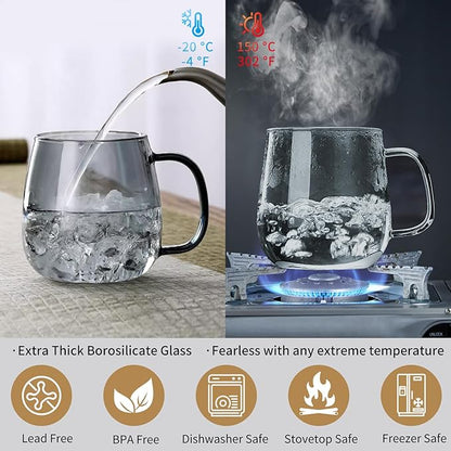Glass Tea Cup with Infuser and Lid, 17.6oz/520ml Large Borosilicate Teacup