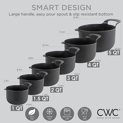 COOK WITH COLOR Nesting Plastic Mixing Bowl Set with Pour Spouts and Handles