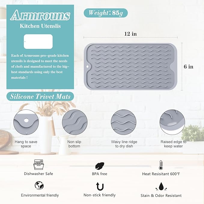 Silicone Dish Drying Mat, Hot Pot, Hot Dishes