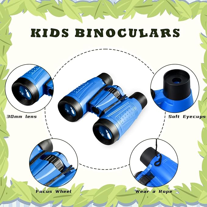Libima 24 Pcs Binoculars for Kids Educational Compact Kids Binoculars with Neck String Toddler Telescope for Boys Girls Learning Bird Watching Camping Hiking Travel Safaris Birthday Gifts(Blue)