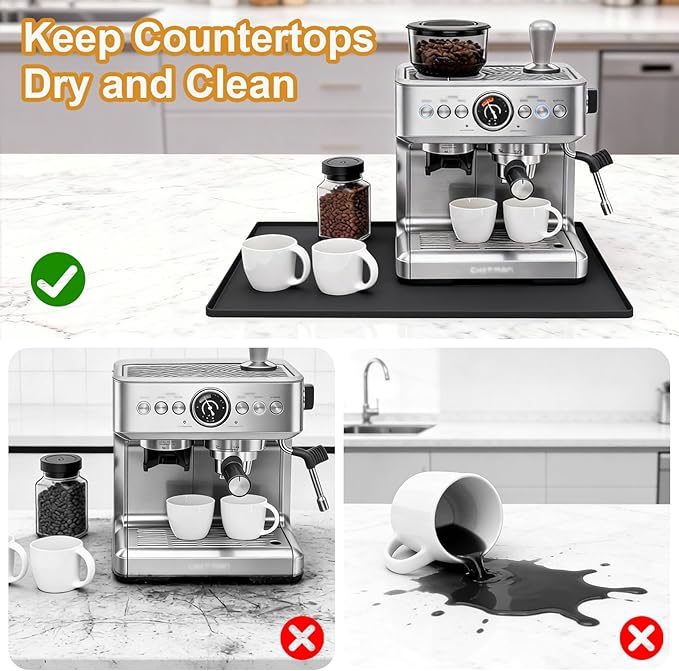Silicone Coffee Mat, Eco-friendly, Hygienic Drying Pad, Leak-Proof and Non-Slip