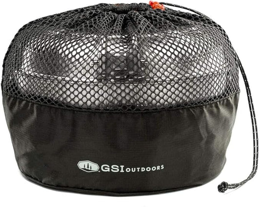 GSI Outdoors Glacier Stainless Steel Base Camper - Large - 3 Pieces Cookset - Compact, & Durable Pot Pan for Camping