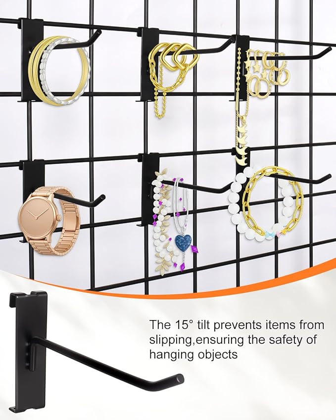 Alffun 50 Pack Gridwall Hooks, 6 Inch Metal Display Hanging Hooks, Heavy Duty